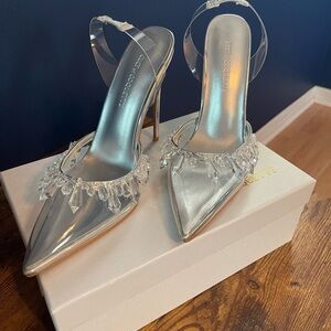 Iridescent Crystal Embellished Slingback Heels